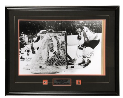 Dave Schultz and Bobby Clarke Autographed "Pass Score" 16x20 Photo (Framed)